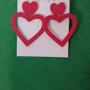 Red Heart-Shaped Pierced Earrings